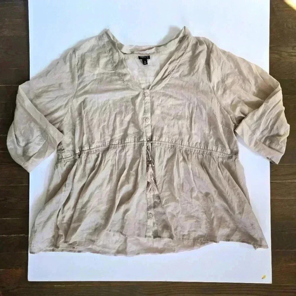 Torrid Collared Peplum Blouse Crinkle Cotton   Women's Plus Size 3X - Picture 1 of 10